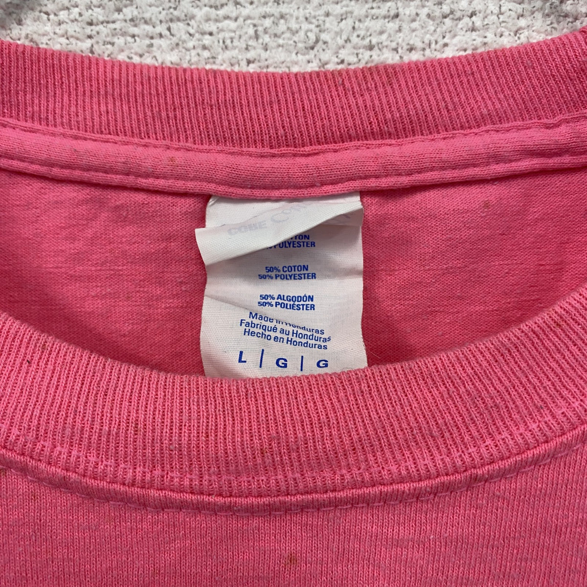 PORT&COMPANY　半袖プリントTシャツ　IAFF　星条旗　ピンク　Lサイズ　古着
