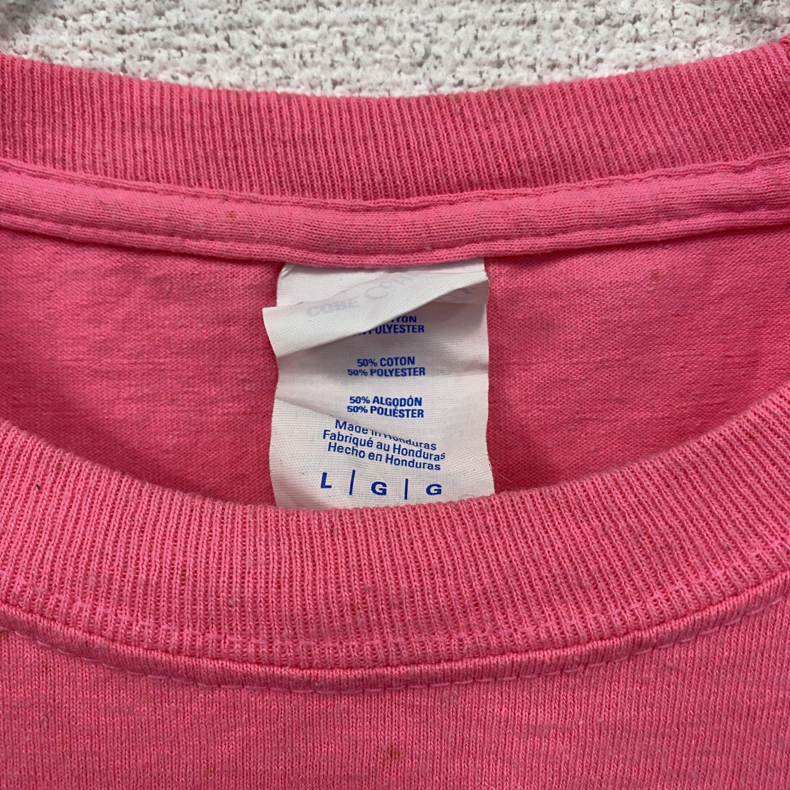 PORT&COMPANY　半袖プリントTシャツ　IAFF　星条旗　ピンク　Lサイズ　古着