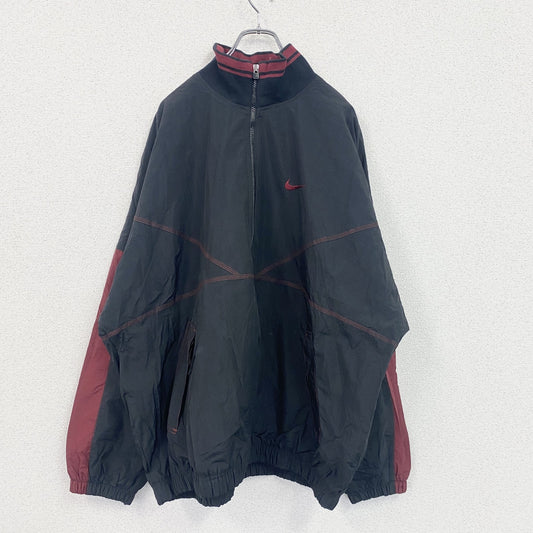 90s　NIKE　ナイキ　プルオーバーナイロンジャケット　ハーフジップ　ヴィンテージ　黒　ブラック　XLサイズ