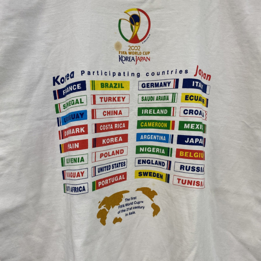 00s　FIFA WORLD CUP　日韓ワールドカップ　半袖プリントTシャツ　ヴィンテージ　白　ホワイト　古着