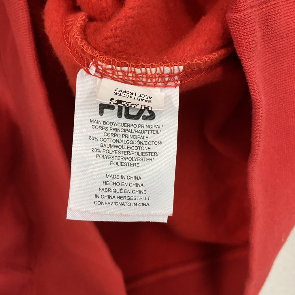 FILA　フィラ　スウェット/トレーナー　ワンポイント　ワッペン　スポーツミックス　クルーネック　赤　レッド　Mサイズ　古着