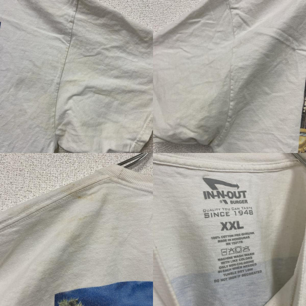IN N OUT BURGER　イネナウトバーガー　半袖プリントTシャツ　企業T　白　ホワイト　2XLサイズ　古着
