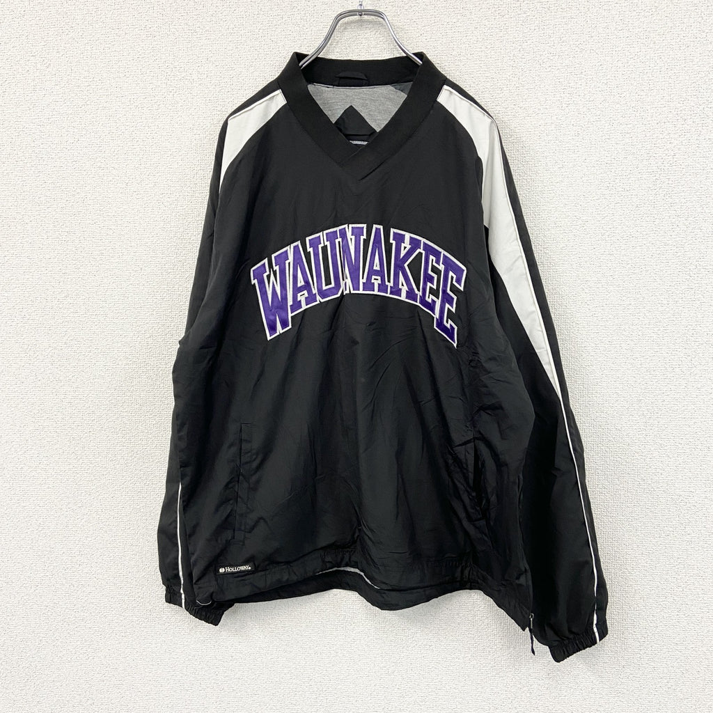 90s　Holloway　ホロウェイ　プルオーバージャケット　ワッペン　アーチプリント　ヴィンテージ　黒　ブラック　Mサイズ　古着