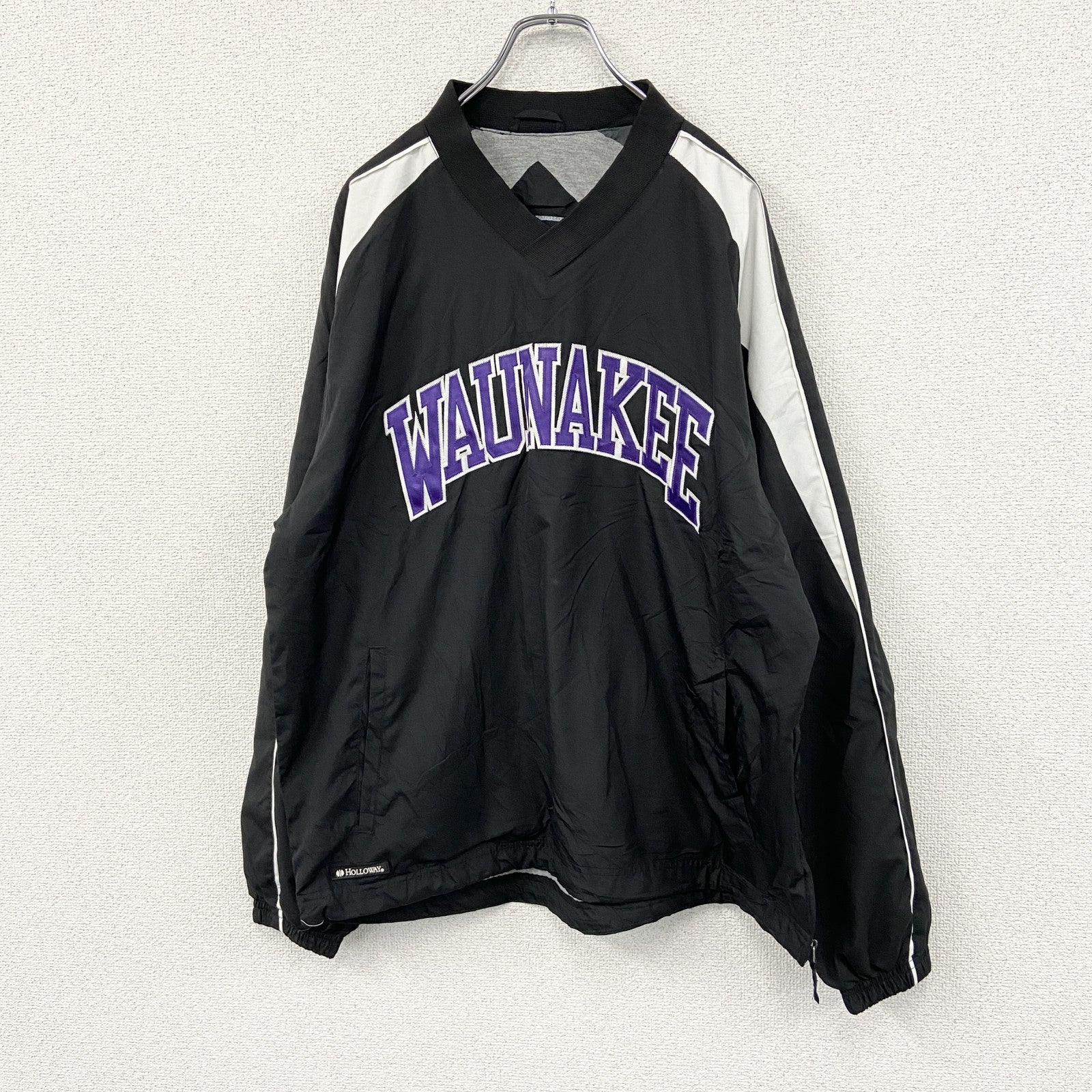 90s　Holloway　ホロウェイ　プルオーバージャケット　ワッペン　アーチプリント　ヴィンテージ　黒　ブラック　Mサイズ　古着