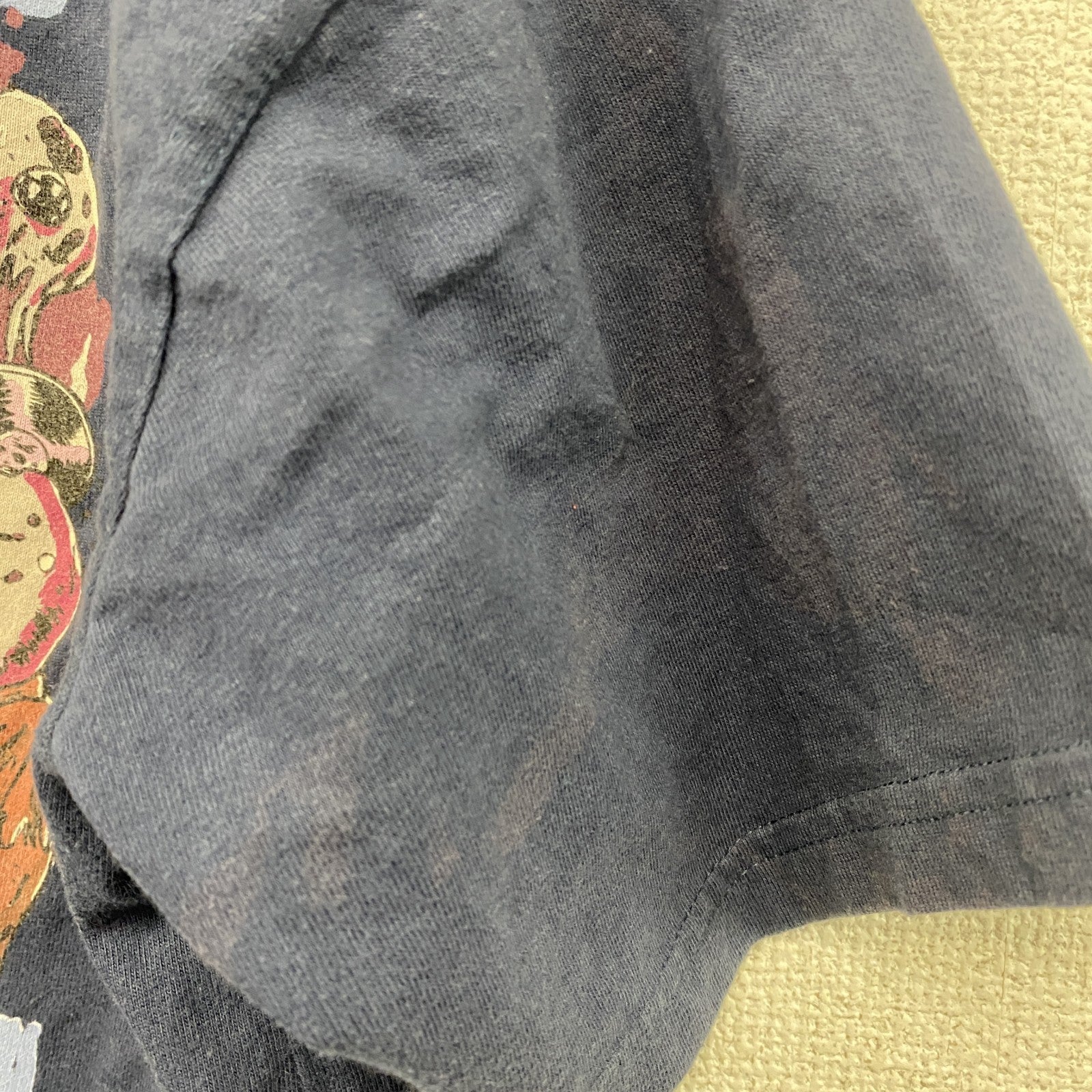 90s～　Weird fish　半袖プリントTシャツ　グラフィックT　ヴィンテージ　紺　ネイビー　Sサイズ　古着