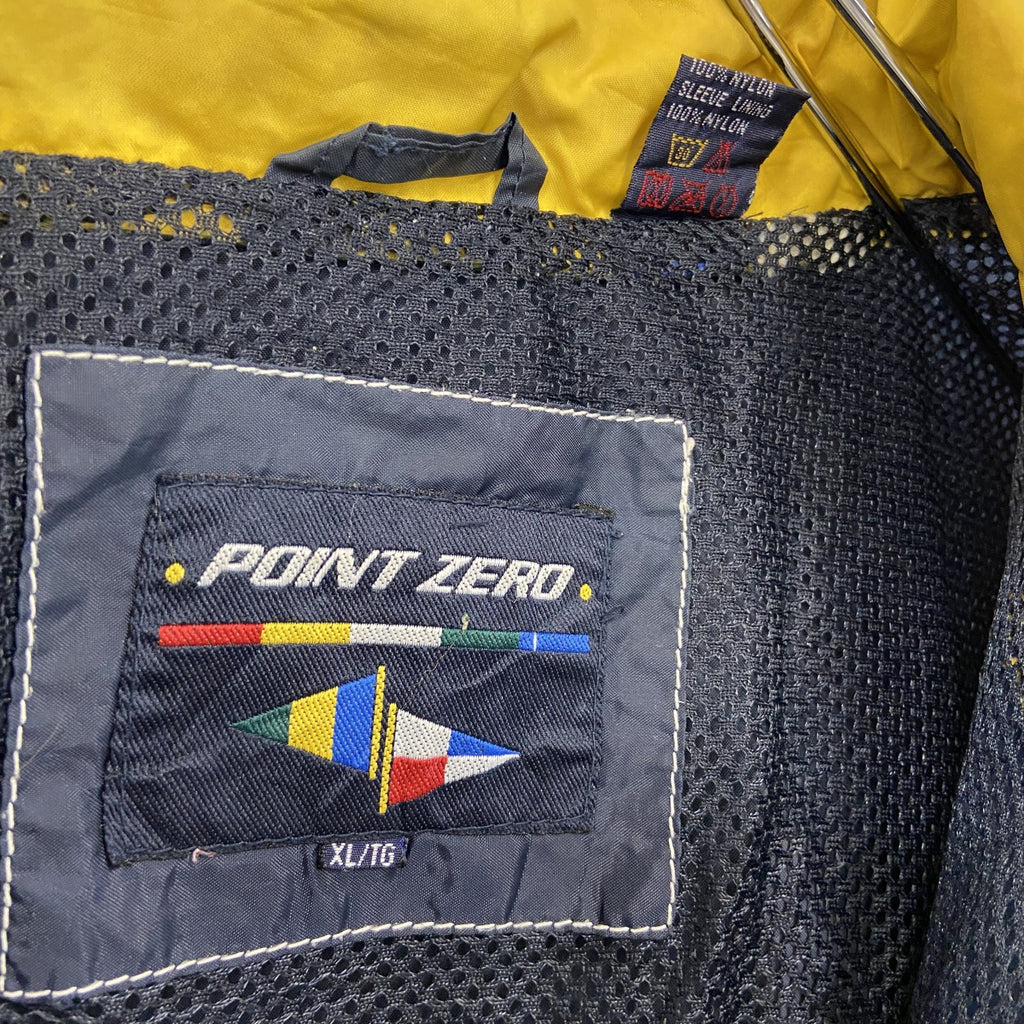 ～00s　POINT ZERO　ポイントゼロ　フルジップナイロンジャケット　デカロゴヴィンテージ　紺　ネイビー　XLサイズ　古着