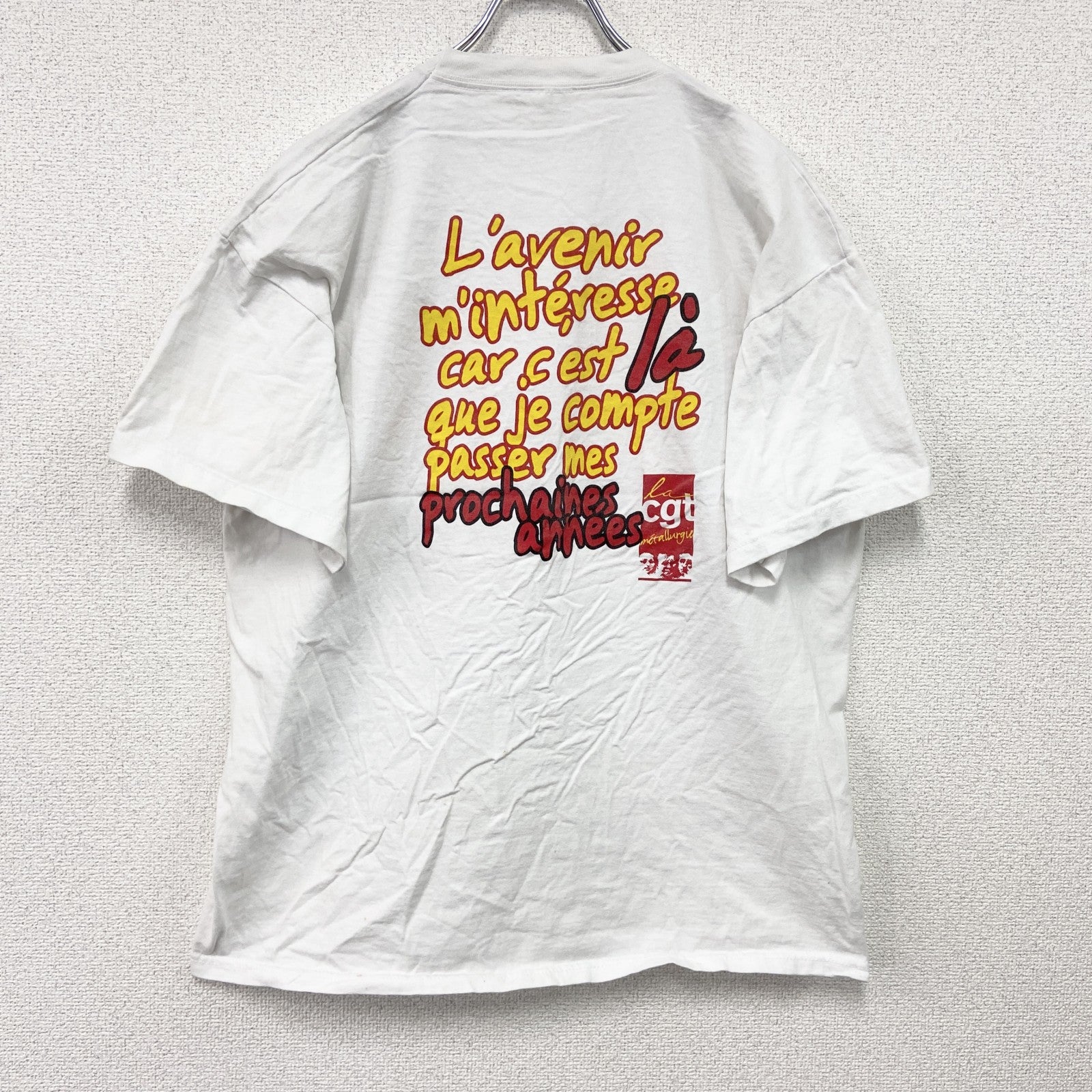 FRUIT OF THE LOOM　フルーツオブザルーム　半袖プリントTシャツ　CGT　白　ホワイト　XLサイズ　古着