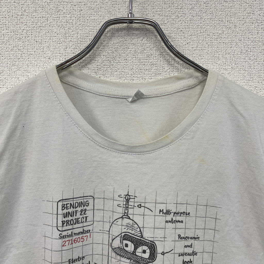 フューチュラマ　ベンダーベンディングロドリゲス　半袖Tシャツ　アニメT　キャラクターT　白　ホワイト　2XLサイズ　古着