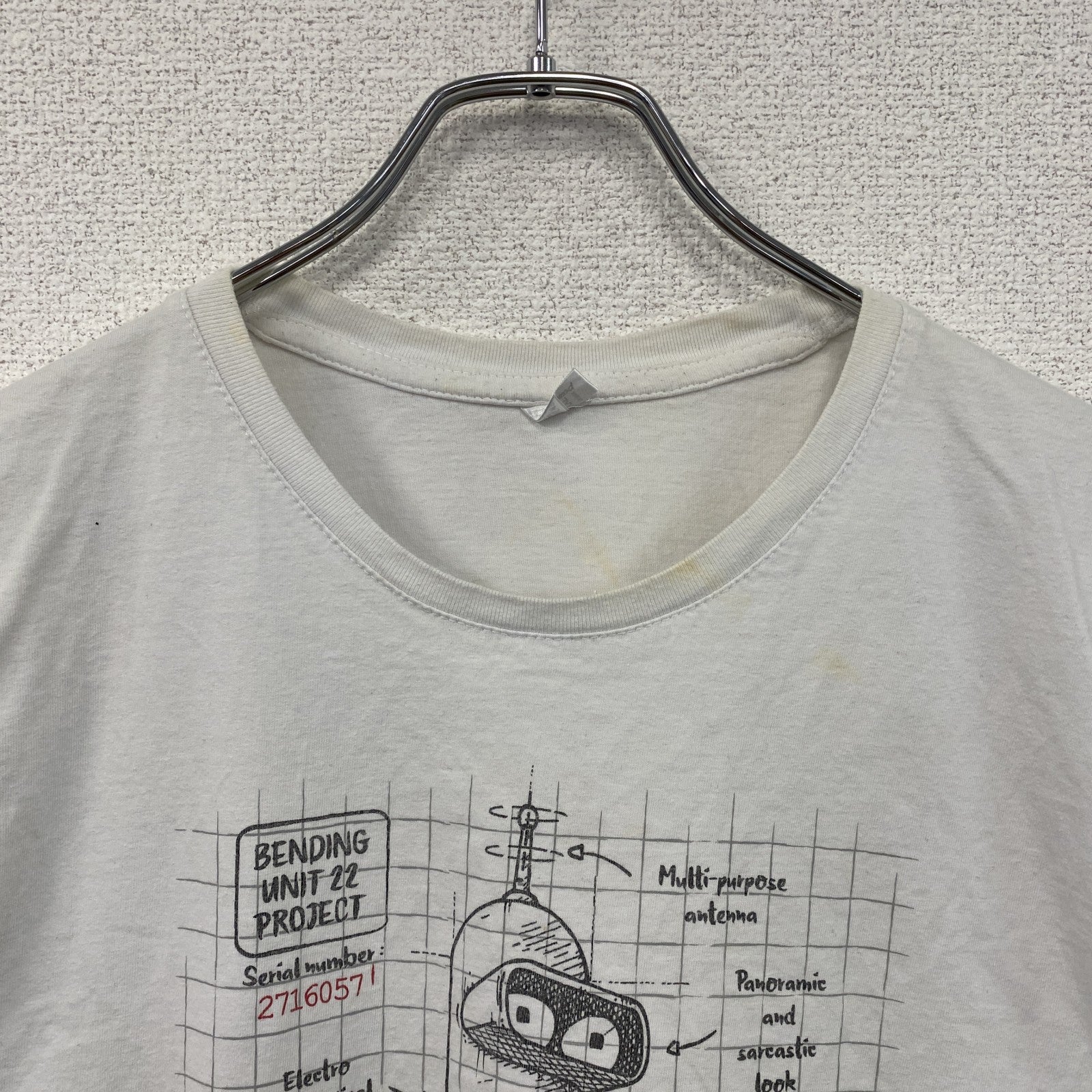 フューチュラマ　ベンダーベンディングロドリゲス　半袖Tシャツ　アニメT　キャラクターT　白　ホワイト　2XLサイズ　古着