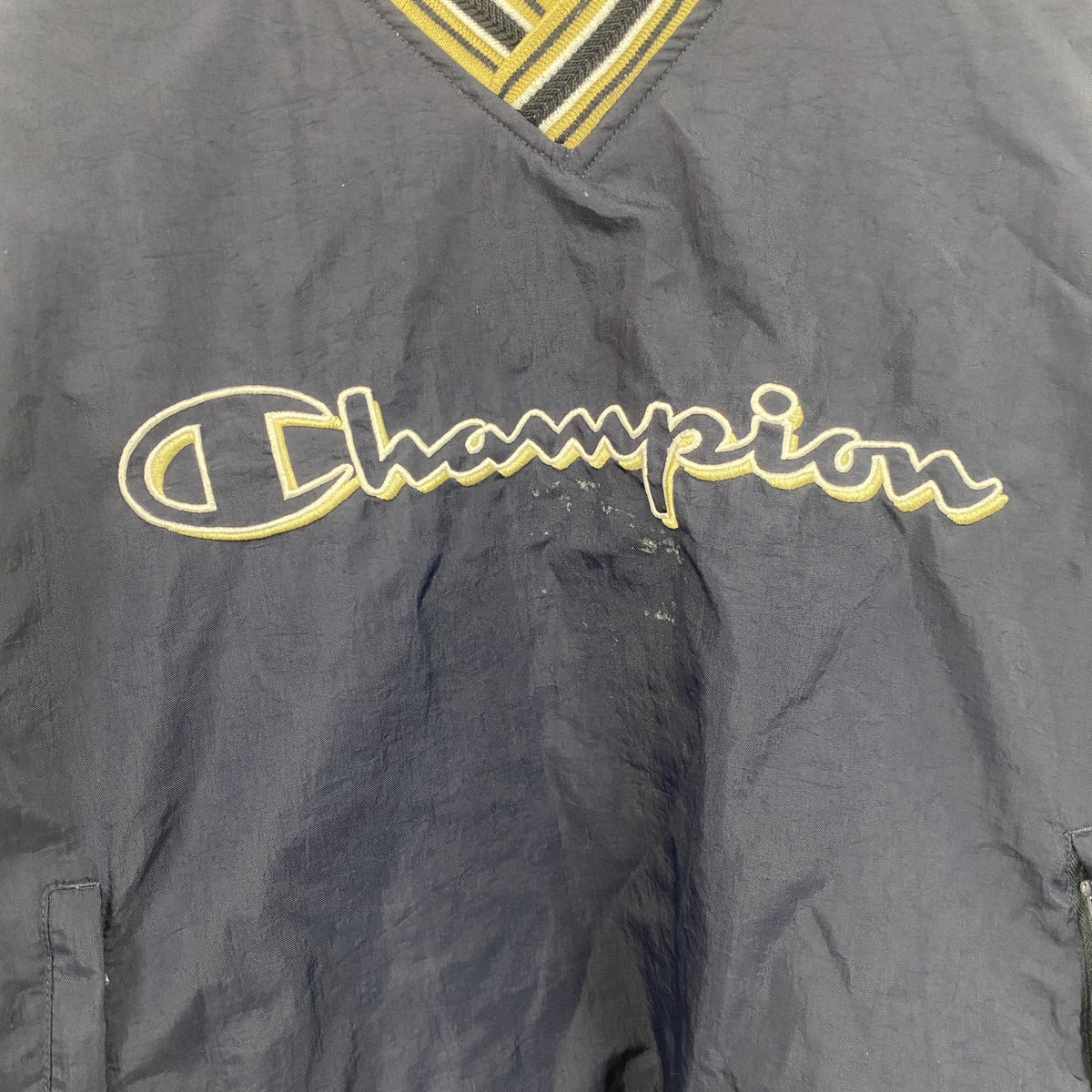 90s　champion　チャンピオン　プルオーバーナイロンジャケット　ヴィンテージ　紺　ネイビー　Mサイズ　古着