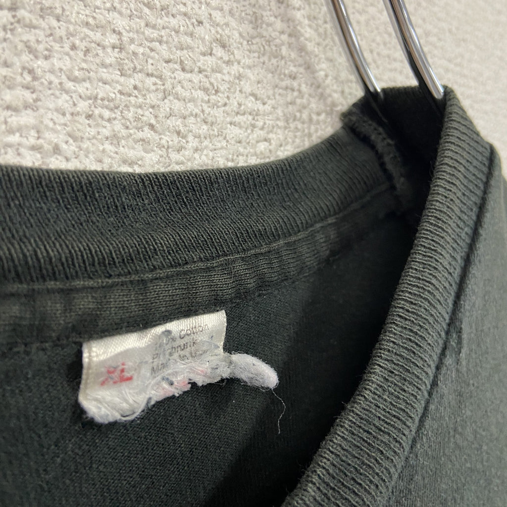 半袖プリントTシャツ　シングルステッチ　黒　ブラック　XLサイズ カットソー メンズ コットン 古着