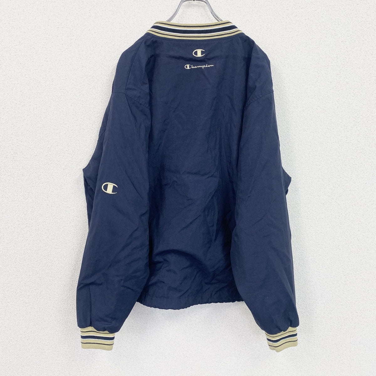 90s　champion　チャンピオン　プルオーバーナイロンジャケット　ヴィンテージ　紺　ネイビー　Mサイズ　古着