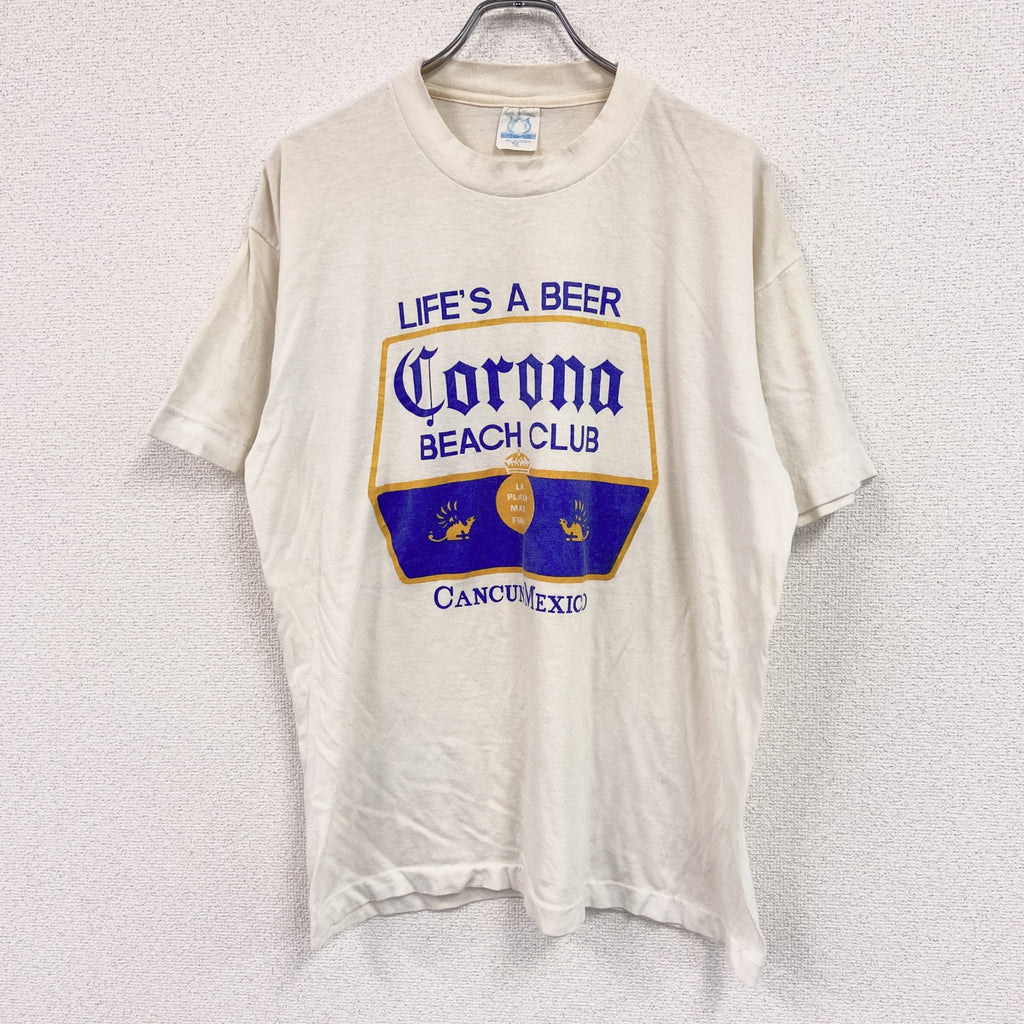 PEPE&ROSE　半袖企業ラベルプリントTシャツ　コロナエキストラ　コロナ　シングルステッチ　白　ホワイト　XLサイズ　古着