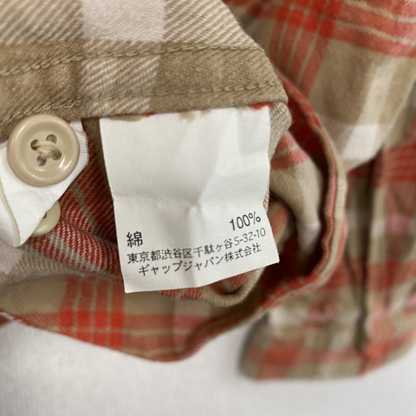 00s　OLD GAP　オールドギャップ　長袖ネルシャツ　チェック柄　茶色　ブラウン　赤色　レッド　Mサイズ