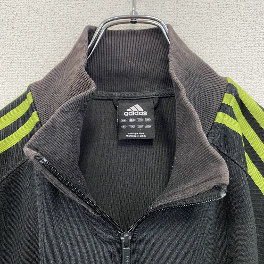 adidas　アディダス　トラックジャケット/ジャージ　フェード　パフォーマンスロゴ　黒　ブラック　Lサイズ スポーツジャケット メンズ コットン 古着