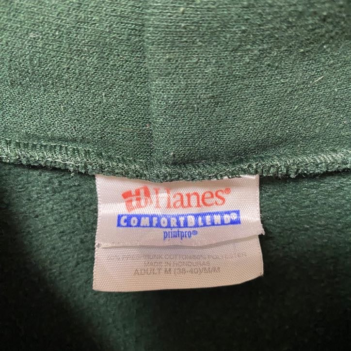 古着 used　Hanes　ヘインズ　長袖パーカー　ロゴプリントスウェット　OREGONDUCKS　緑　グリーン　秋冬服　Mサイズ