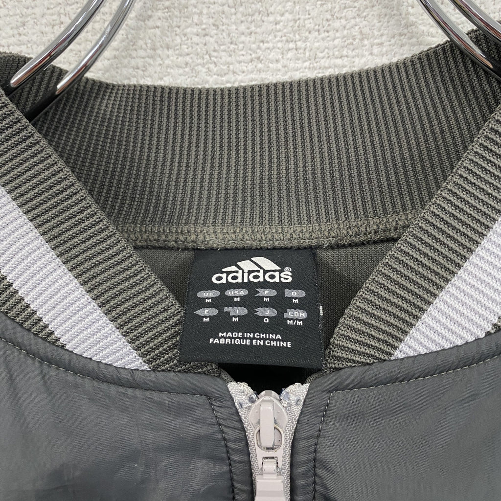 adidas　アディダス　トラックジャケット/ジャージ　デカロゴ　ダークグレー　Oサイズ　古着