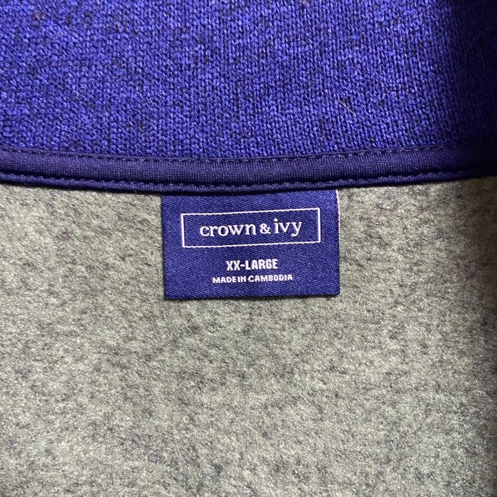 古着 used　crown&ivy　長袖ハイネックフリースジャケット　ハーフジップアウター　緑　ビッグシルエット　2XLサイズ