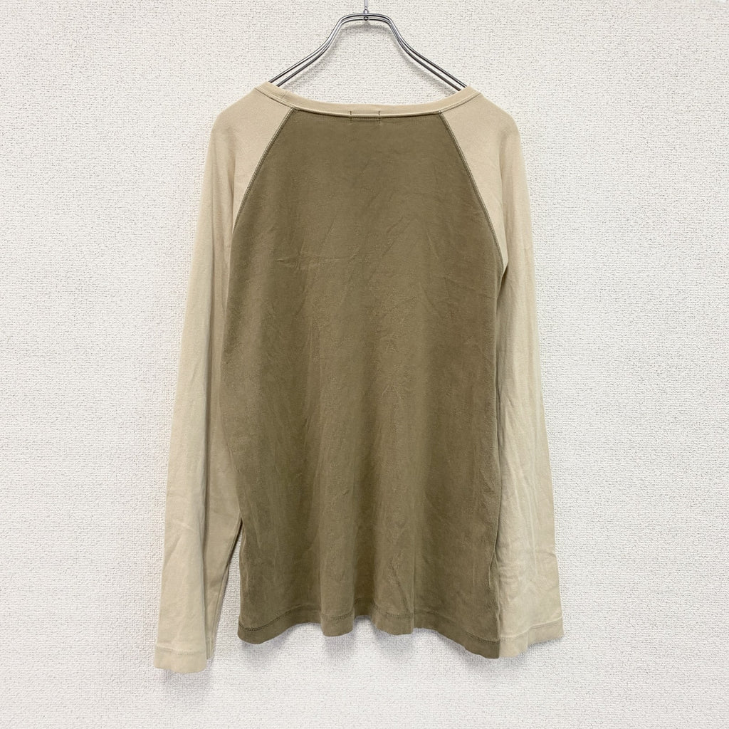 OLD UNIQLO　オールドユニクロ　長袖Tシャツ/ロンT　ラグラン　茶色　ブラウン　ベージュ　Lサイズ　古着