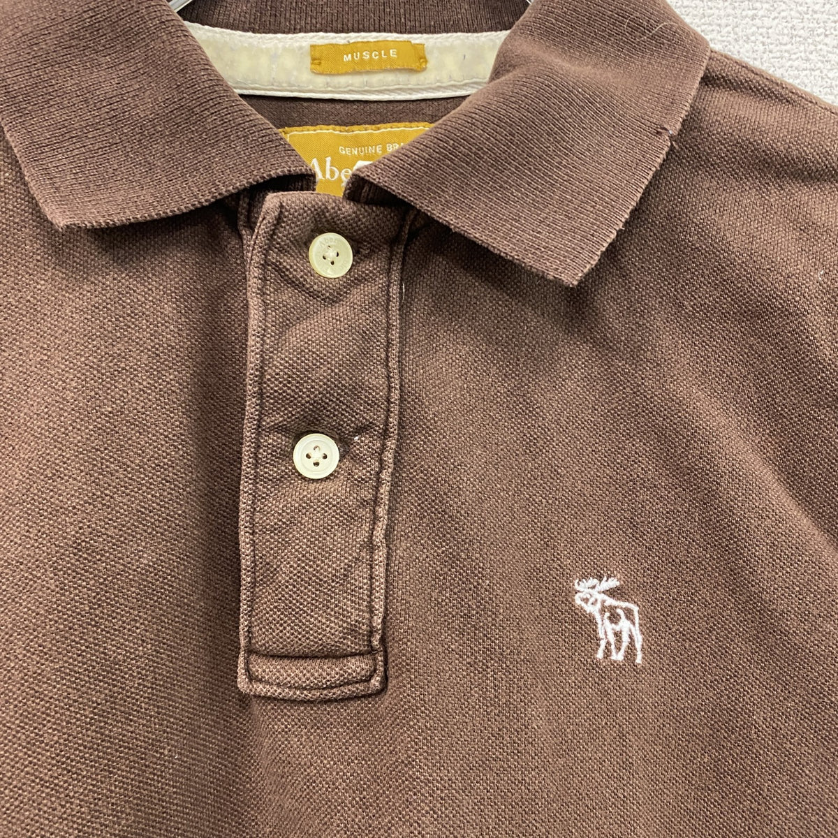 Abercrombie&Fitch　アバクロンビー&フィッッチ　半袖ポロシャツ　茶色　ブラウン　Mサイズ　古着