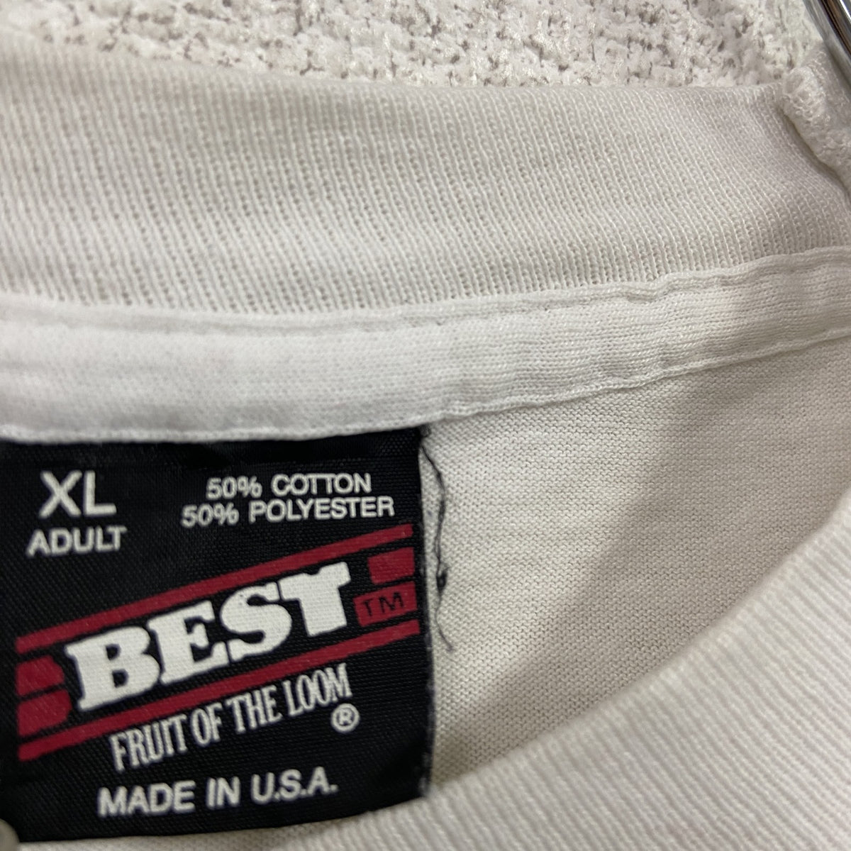 FRUIT OF THE LOOM　フルーツオブザルーム　半袖プリントTシャツ　シングルステッチ　白　ホワイト　XLサイズ カットソー メンズ コットン 古着