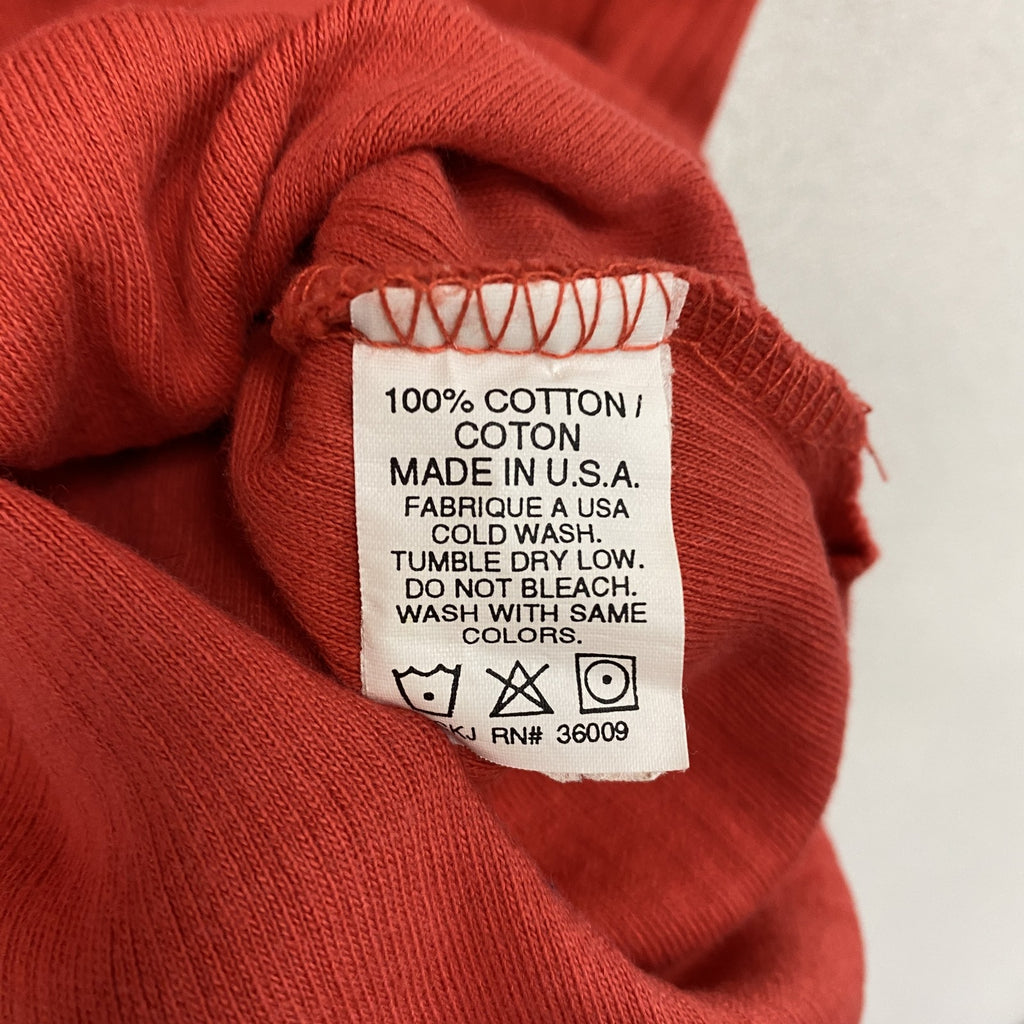 ～00s　Calvin Klein　カルバンクライン　VネックTシャツ　ヴィンテージ　刺繍ロゴ　レッド　Sサイズ　古着