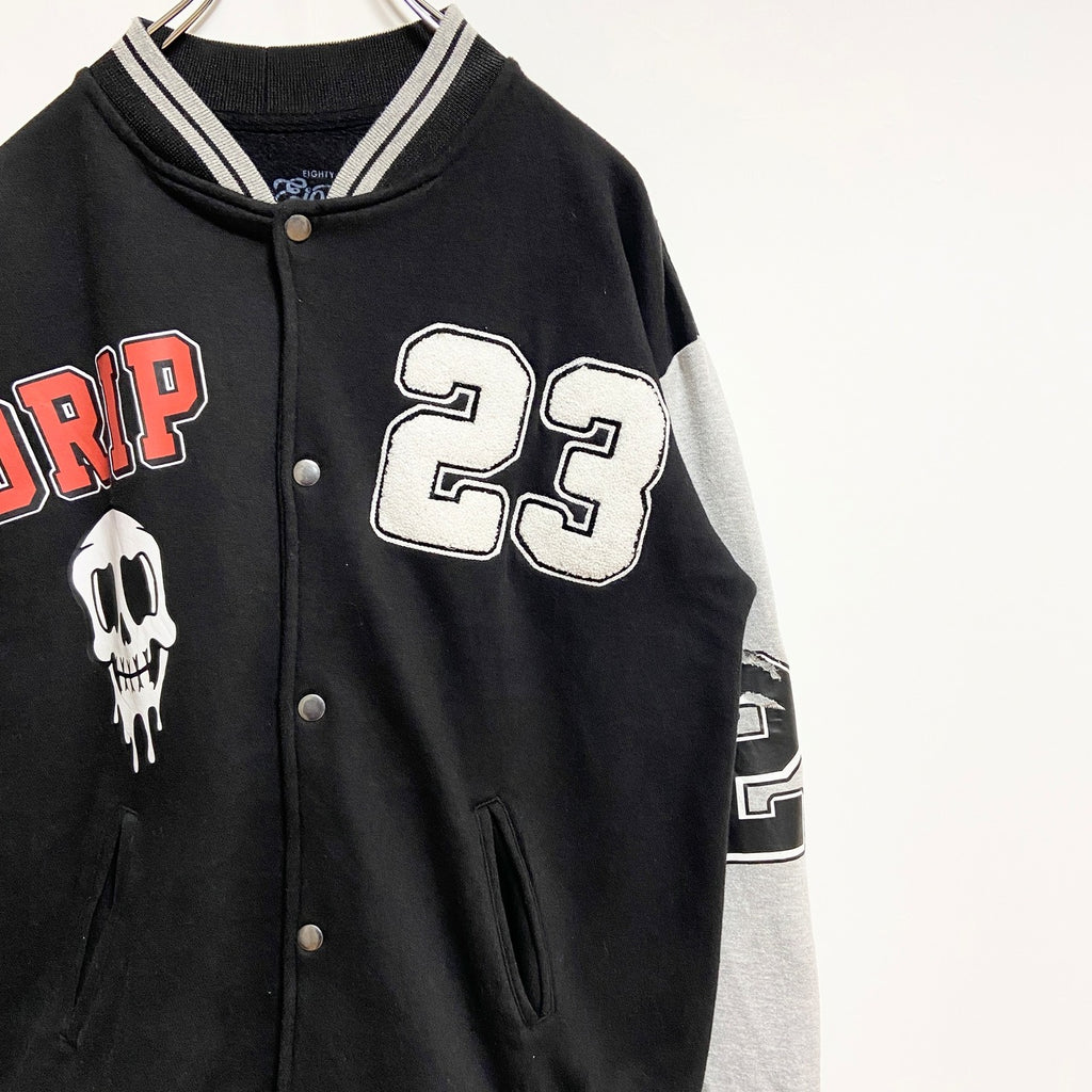 EIGHTBRAND　長袖スタジャン　バックプリント　バラ　ドクロ　黒　ブラック　秋冬服　Mサイズ　古着