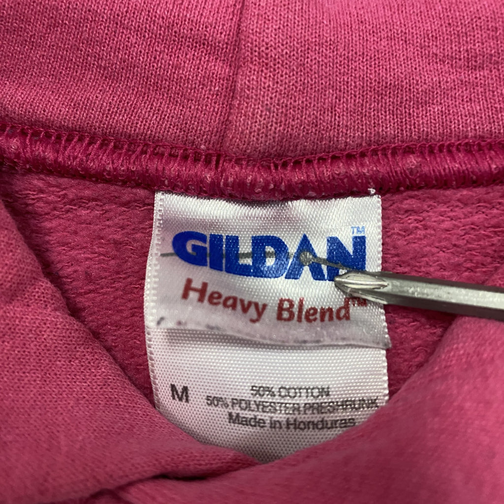 GILDAN　ギルダン　スウェットパーカー/フーディー　カレッジロゴ　ピンク　Mサイズ トレーナー スウェットトップス フード付き 古着