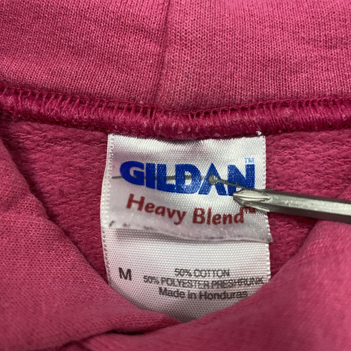 GILDAN　ギルダン　スウェットパーカー/フーディー　カレッジロゴ　ピンク　Mサイズ トレーナー スウェットトップス フード付き 古着