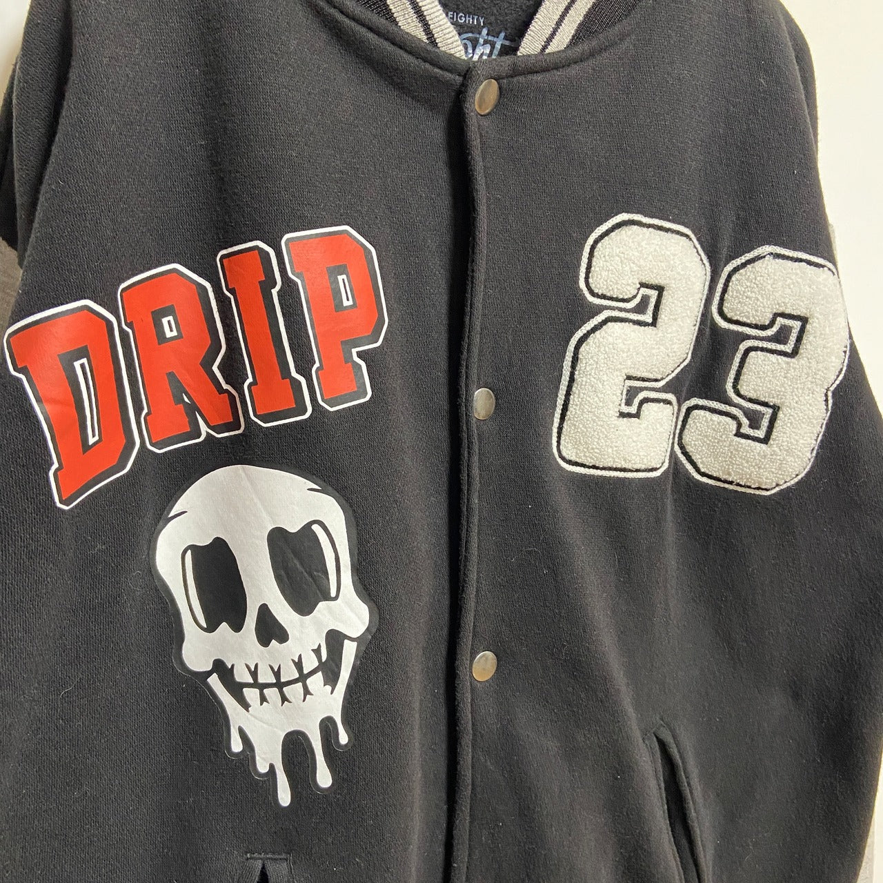 EIGHTBRAND　長袖スタジャン　バックプリント　バラ　ドクロ　黒　ブラック　秋冬服　Mサイズ　古着