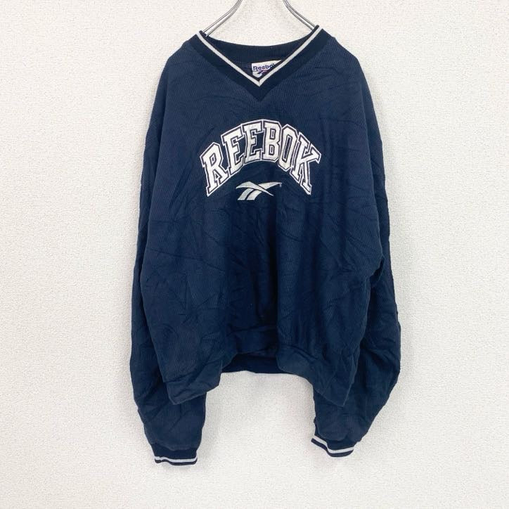 90s　Reebok　リーボック　ナイロンプルオーバー　ヴィンテージ　紺　ネイビー　Mサイズ　古着