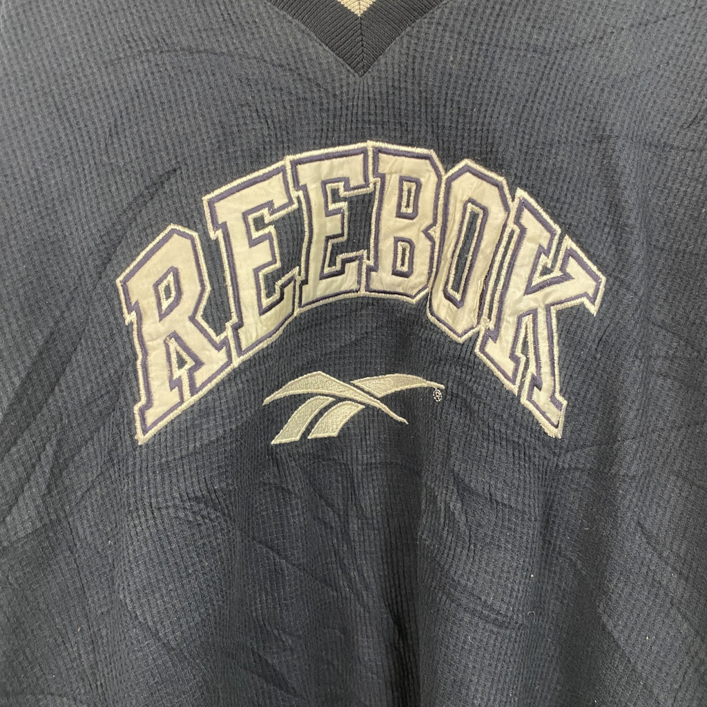 90s　Reebok　リーボック　ナイロンプルオーバー　ヴィンテージ　紺　ネイビー　Mサイズ　古着