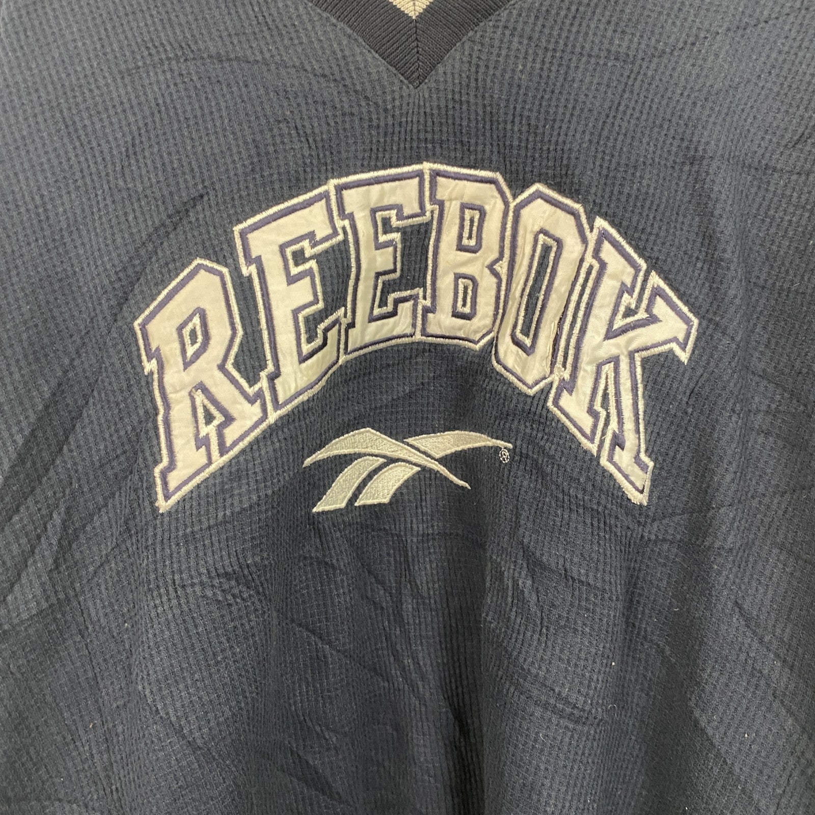 90s　Reebok　リーボック　ナイロンプルオーバー　ヴィンテージ　紺　ネイビー　Mサイズ　古着