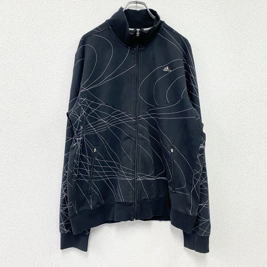 00s　adidas　アディダス　スウェットトラックジャケット/ジャージ　パフォーマンスロゴ　ヴィンテージ　黒　ブラック　XLサイズ