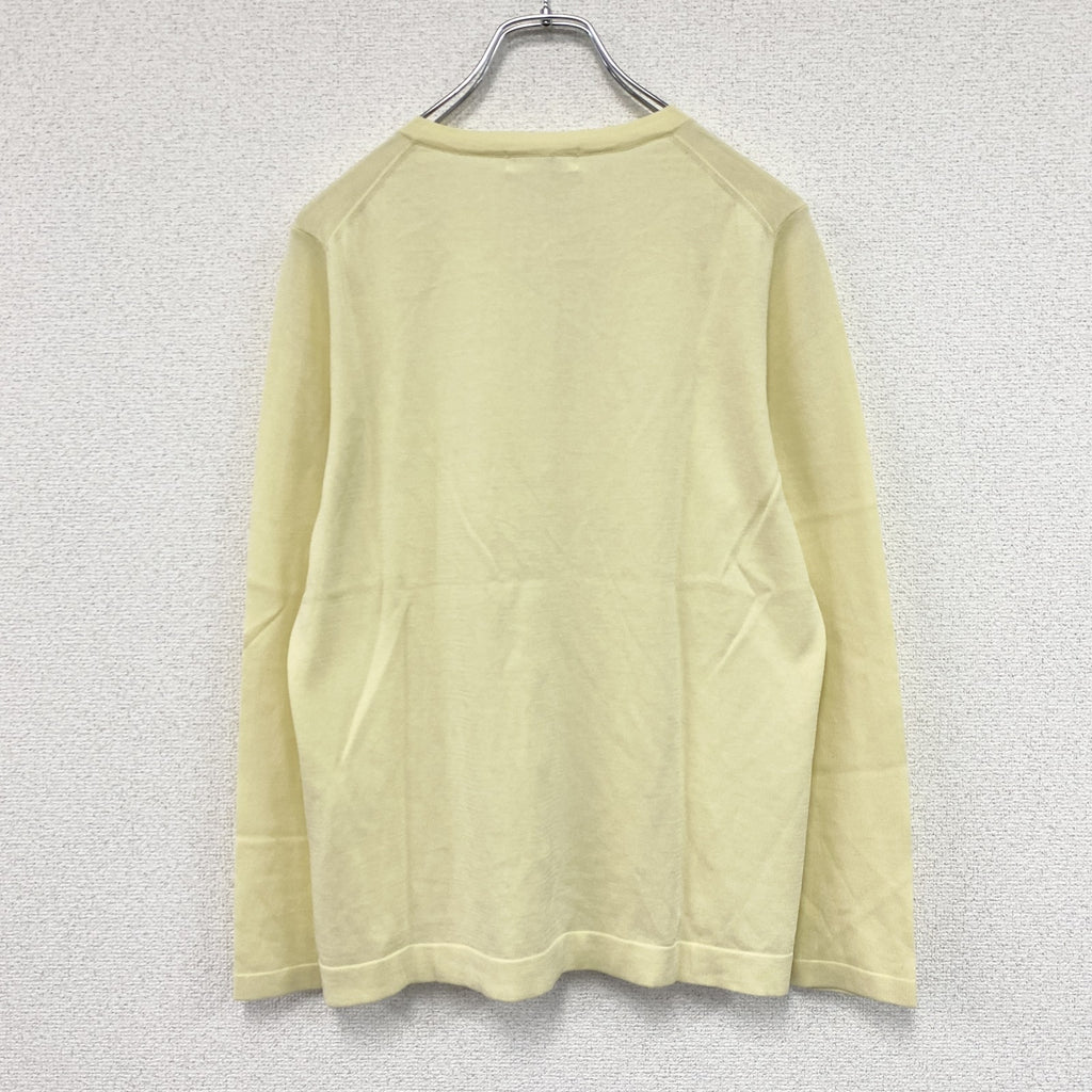 pierre cardin　ピエールカルダン　コットンニットカーディガン　デッドストック　黄色　イエロー　42サイズ　古着