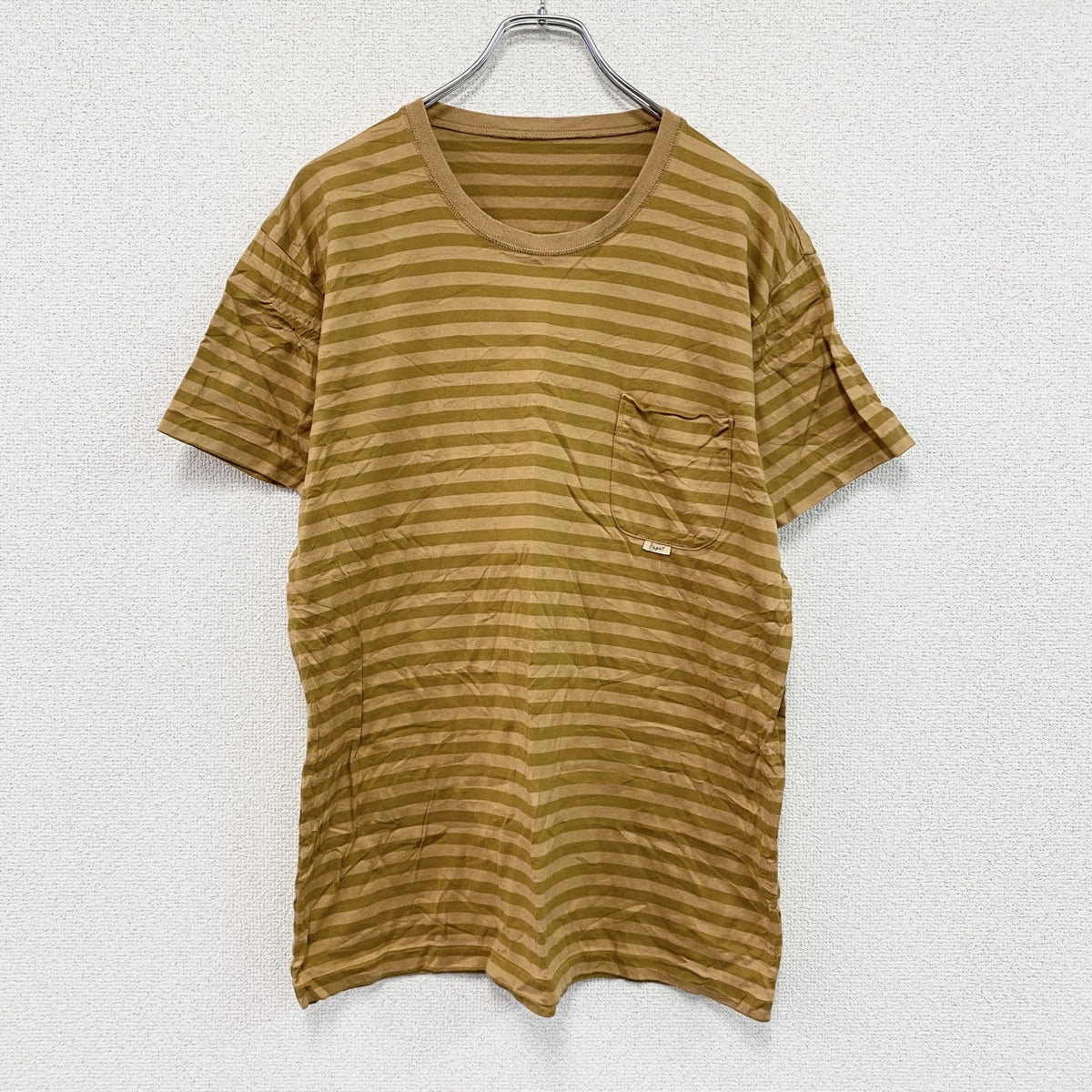 Papas　パパス　半袖Tシャツ　ボーダー　茶色　ブラウン　Sサイズ　古着
