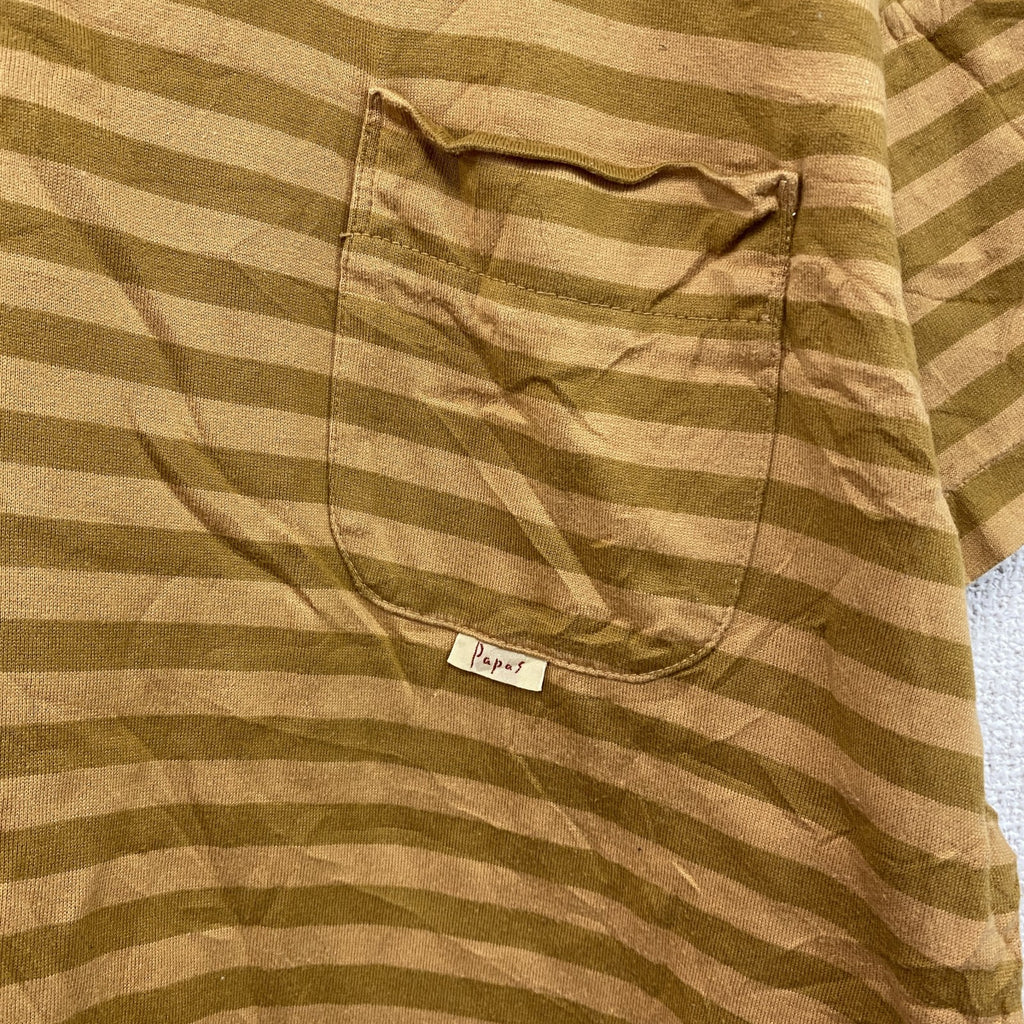 Papas　パパス　半袖Tシャツ　ボーダー　茶色　ブラウン　Sサイズ　古着