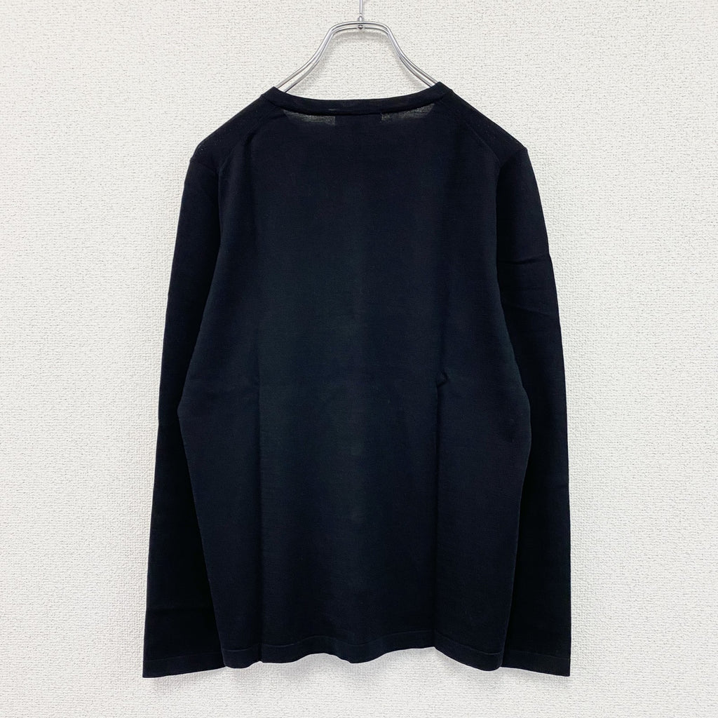 pierre cardin　ピエールカルダン　コットンニットカーディガン　デッドストック　黒　ブラック　42サイズ　古着