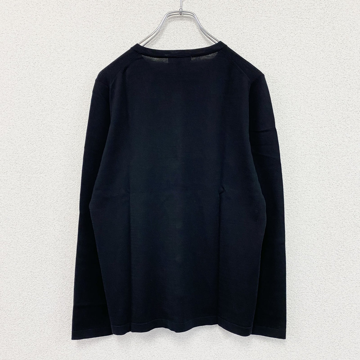 pierre cardin　ピエールカルダン　コットンニットカーディガン　デッドストック　黒　ブラック　42サイズ　古着