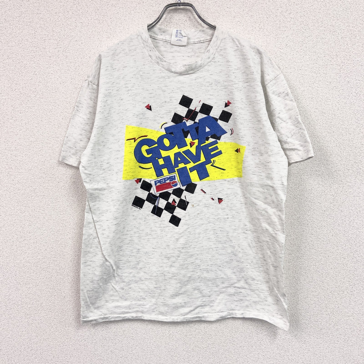 T-SHIRT　半袖企業ラベルプリントTシャツ　ペプシコーラ　シングルステッチ　霜降りグレー　XLサイズ　古着