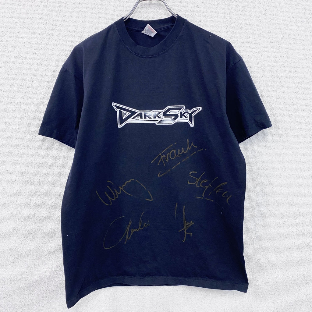 FRUIT OF THE LOOM　DARKSKY　半袖Tシャツ　バンドT　ツアーT　サイン入り　ブラック　Lサイズ　古着