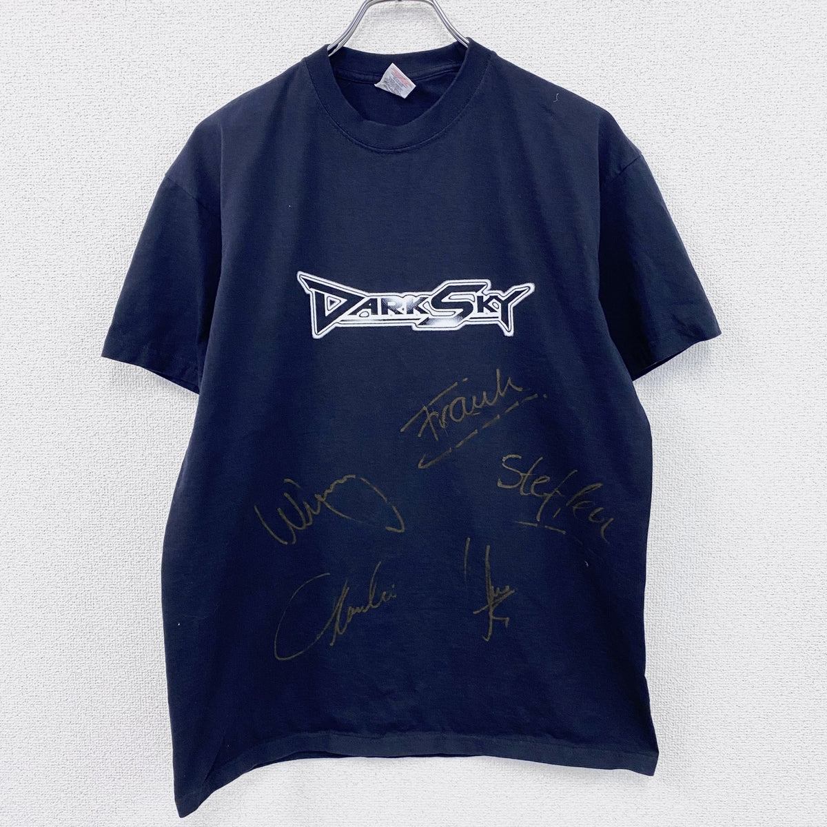 FRUIT OF THE LOOM　DARKSKY　半袖Tシャツ　バンドT　ツアーT　サイン入り　ブラック　Lサイズ　古着