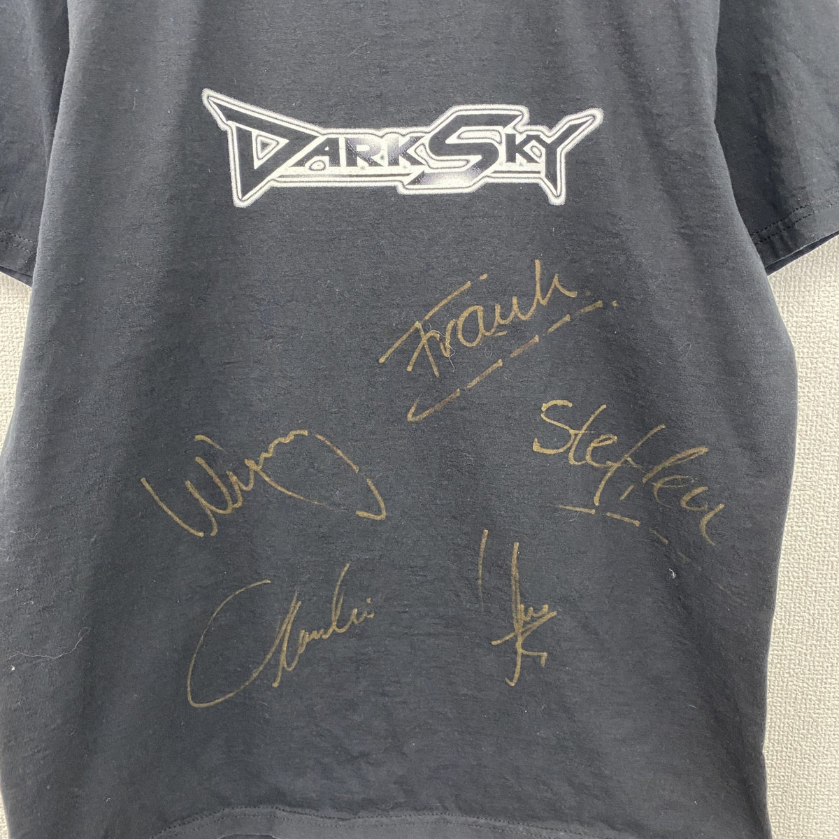 FRUIT OF THE LOOM　DARKSKY　半袖Tシャツ　バンドT　ツアーT　サイン入り　ブラック　Lサイズ　古着