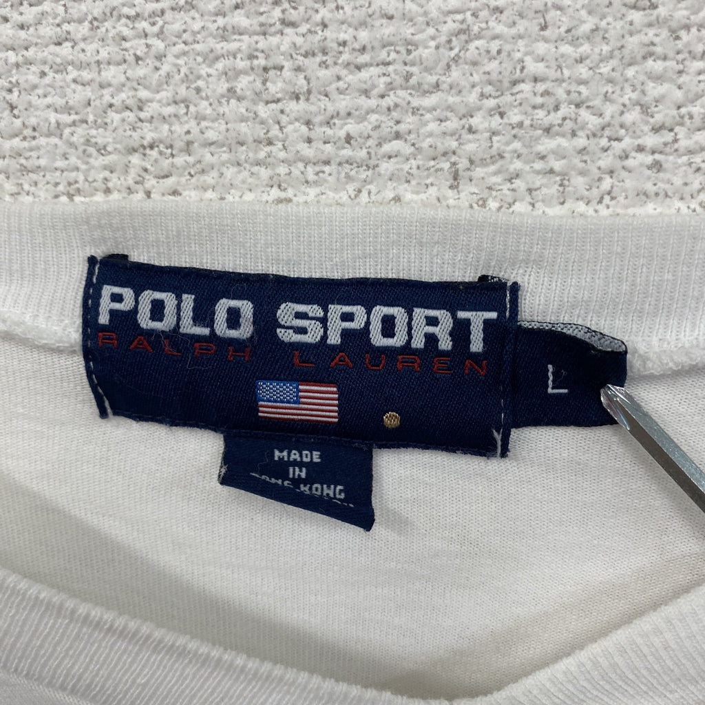 90s　POLO SPORT　ポロスポーツ　ラルフローレン　長袖Tシャツ/ロンT　白　ホワイト　ベージュ　Lサイズ　　ヴィンテージ　古着