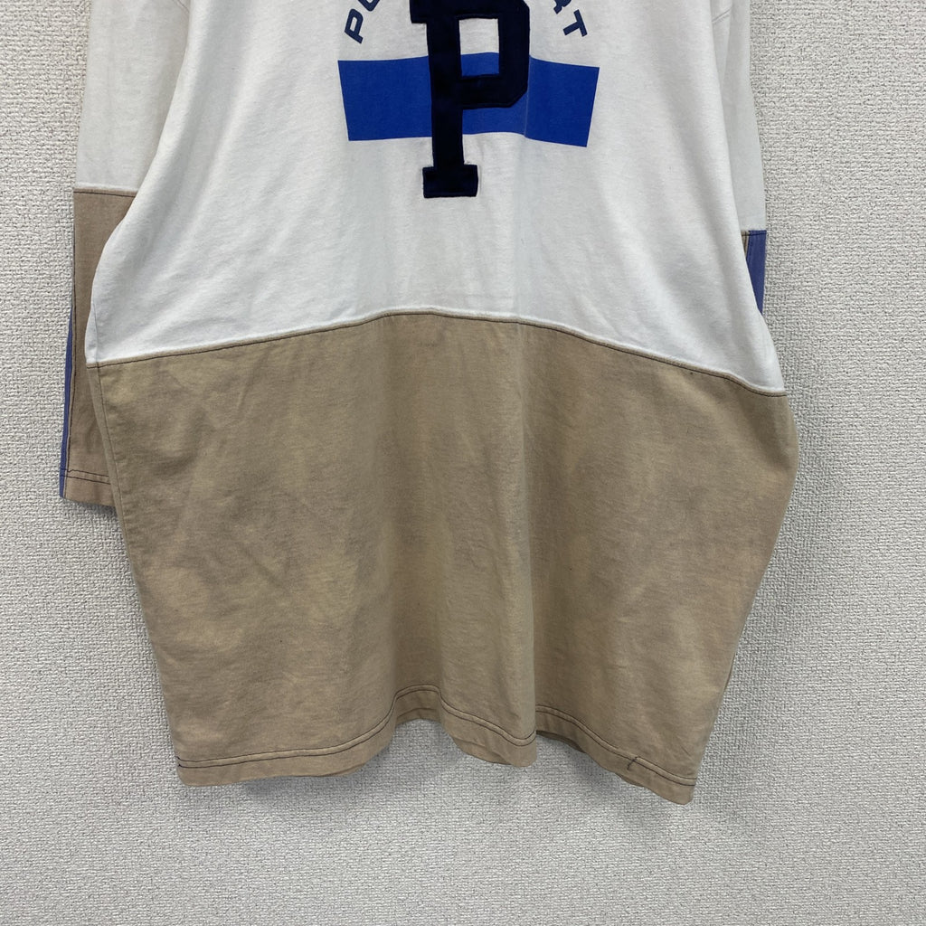 90s　POLO SPORT　ポロスポーツ　ラルフローレン　長袖Tシャツ/ロンT　白　ホワイト　ベージュ　Lサイズ　　ヴィンテージ　古着