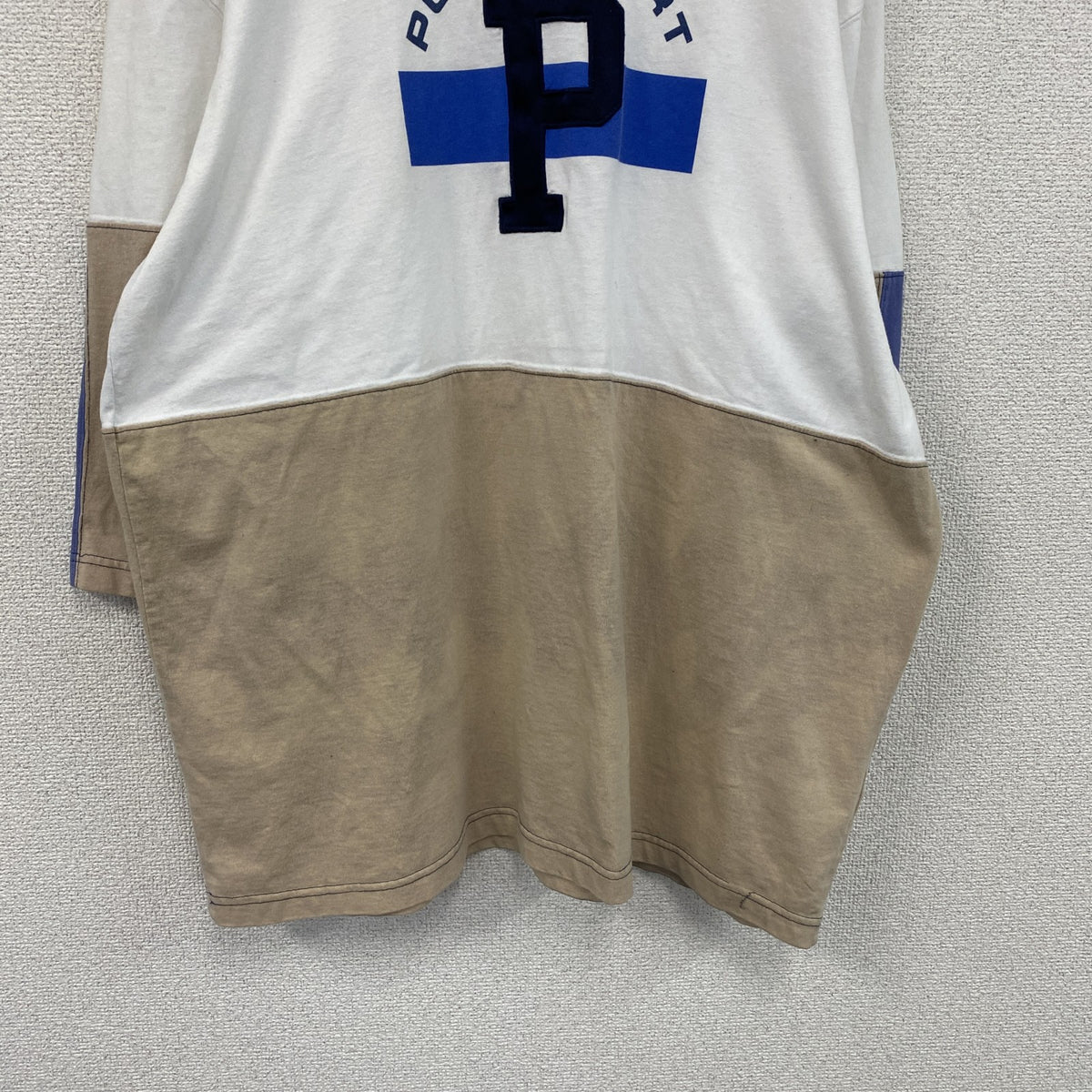 90s　POLO SPORT　ポロスポーツ　ラルフローレン　長袖Tシャツ/ロンT　白　ホワイト　ベージュ　Lサイズ　　ヴィンテージ　古着