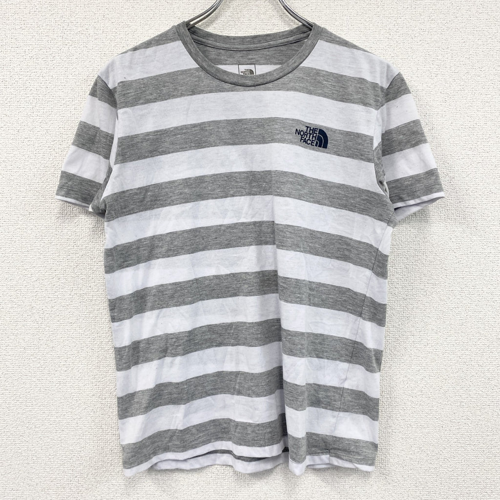 THE NORTH FACE　ザ・ノースフェイス　半袖ボーダーTシャツ　太ピッチ　灰色　グレー　Lサイズ　古着