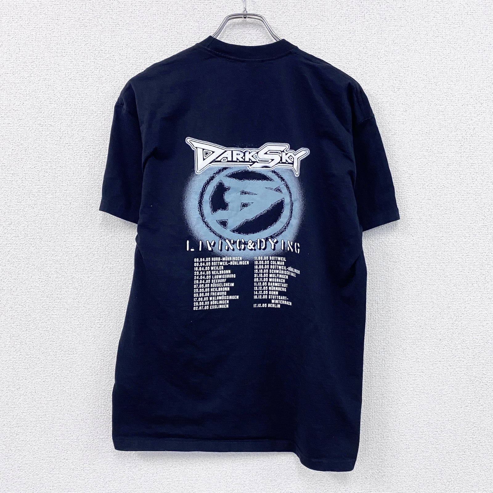 FRUIT OF THE LOOM　DARKSKY　半袖Tシャツ　バンドT　ツアーT　サイン入り　ブラック　Lサイズ　古着