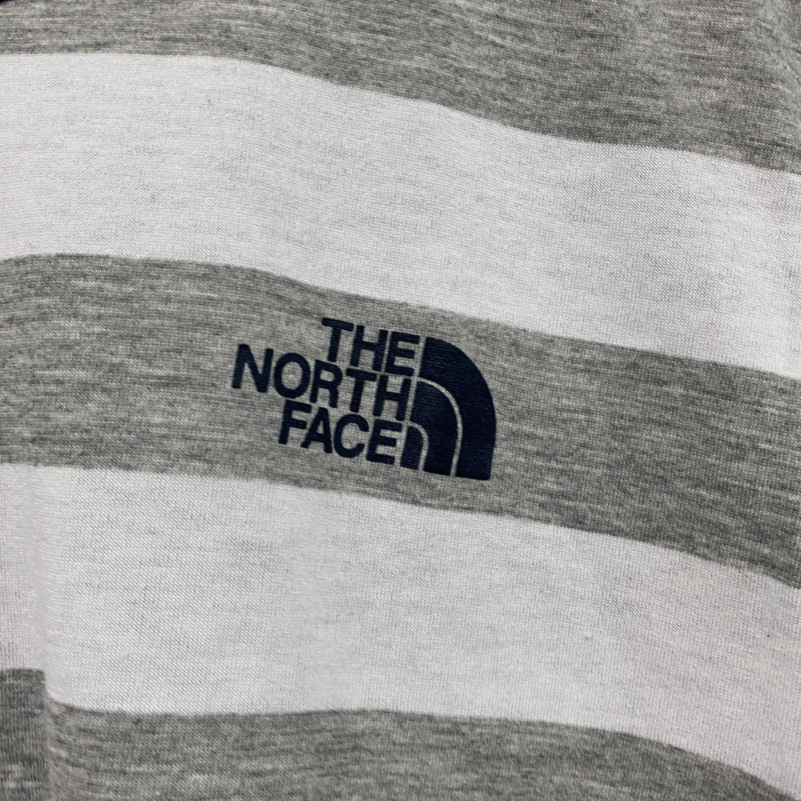 THE NORTH FACE　ザ・ノースフェイス　半袖ボーダーTシャツ　太ピッチ　灰色　グレー　Lサイズ　古着