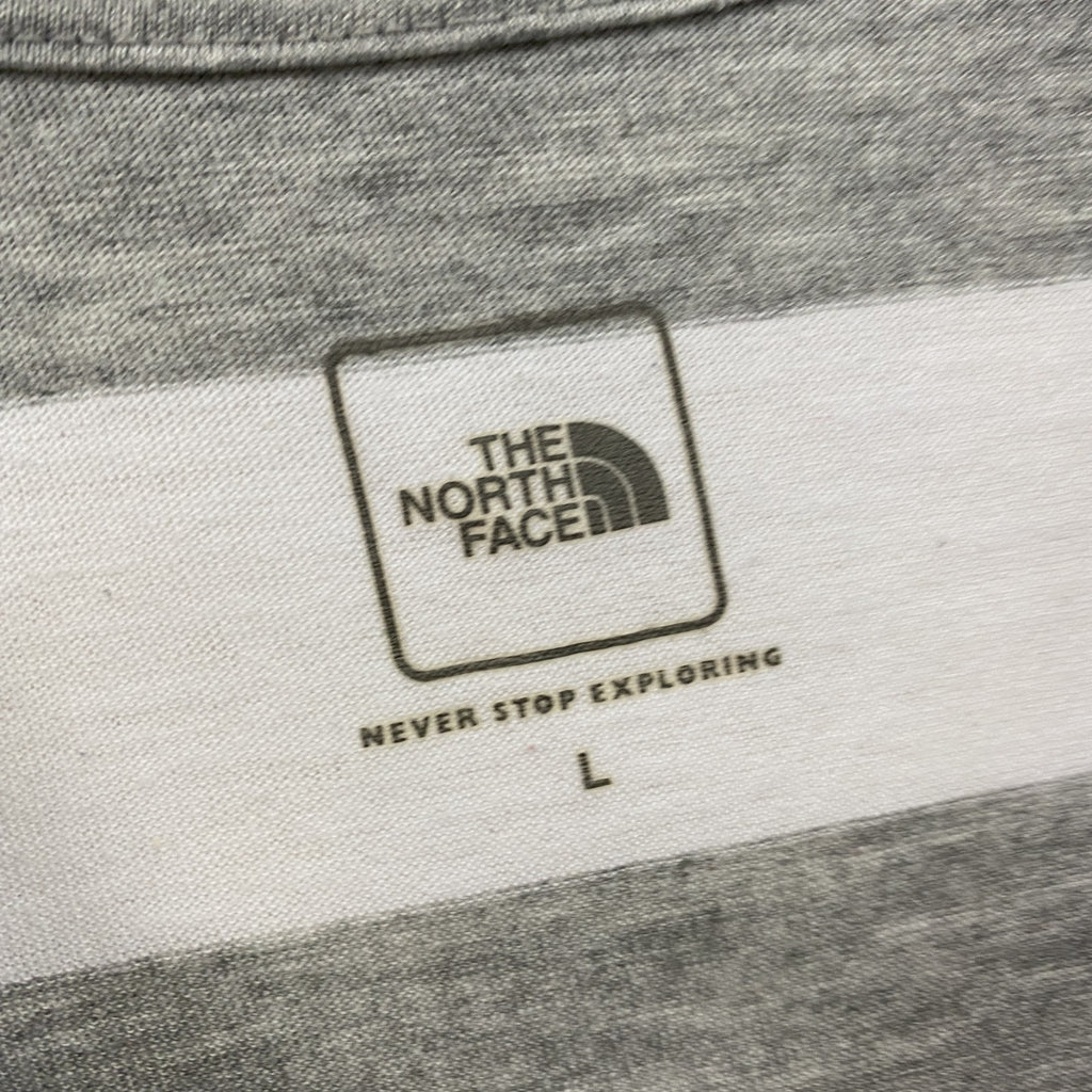 THE NORTH FACE　ザ・ノースフェイス　半袖ボーダーTシャツ　太ピッチ　灰色　グレー　Lサイズ　古着